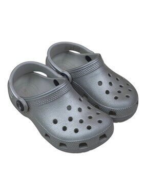 Crocs Classic Clog Silver Kids Size C9 Slip-On Shoes 7.5" Heel to Toe